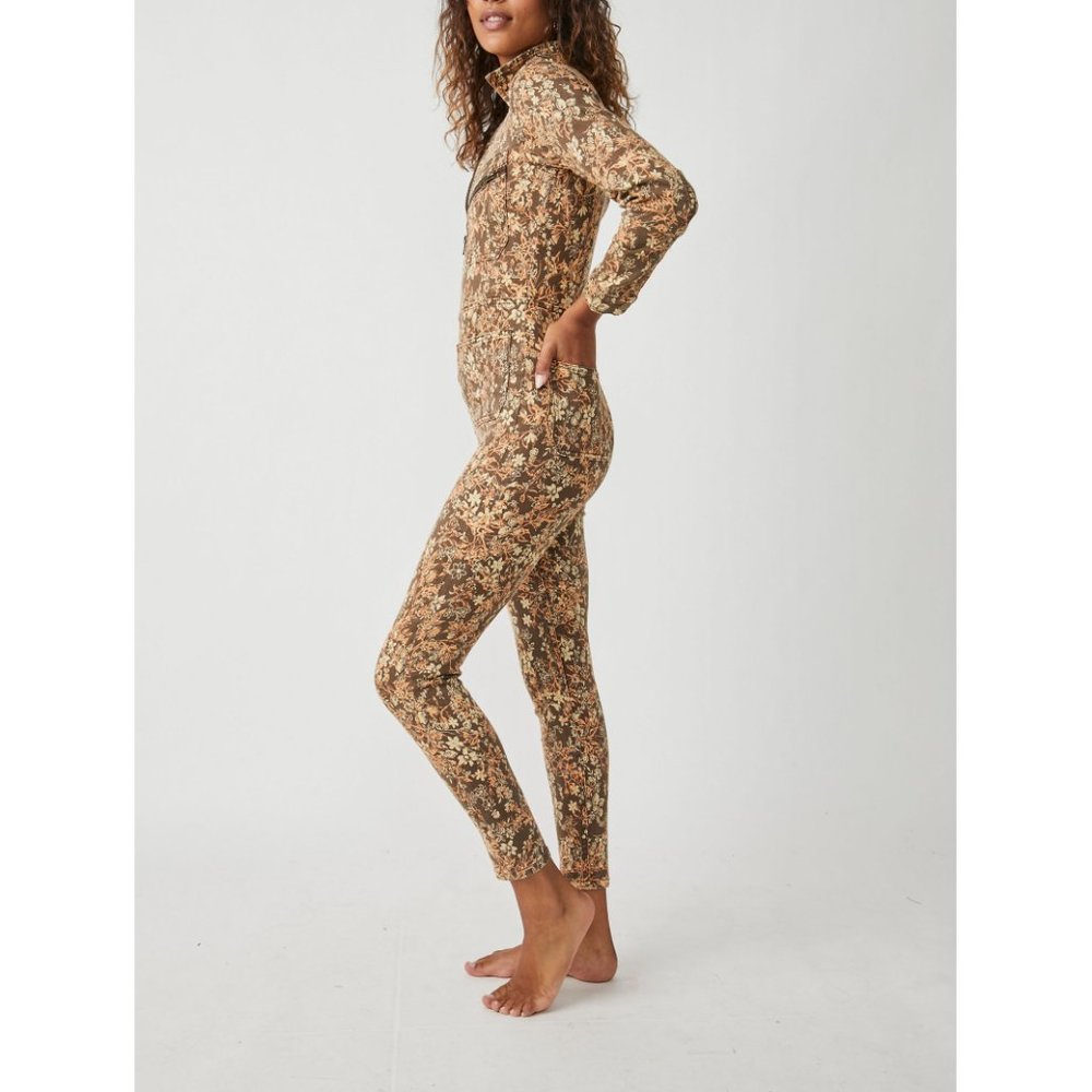 🎉LAST CHANCE🎉 FREE PEOPLE Lennox Printed Jumpsuit / Cappuccino Combo - Picture 4 of 5